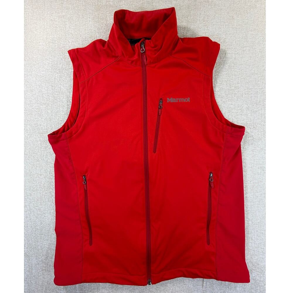 Marmot Men's Large Red Windstopper Full Zip Winter Vest Outdoor Hiking Layering